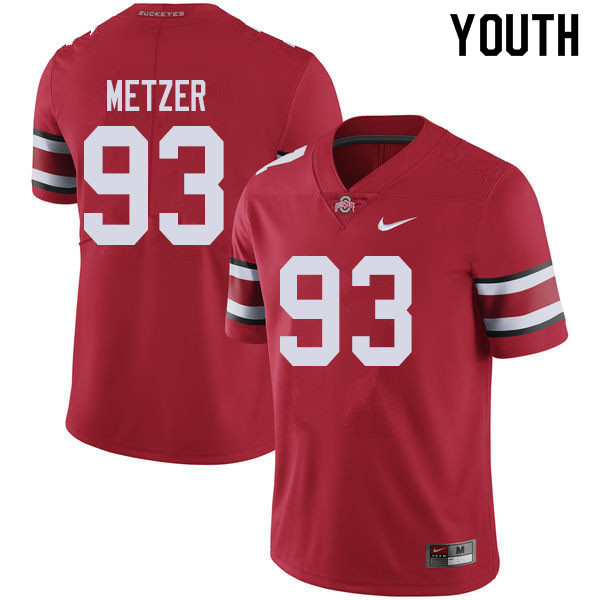 Ohio State Buckeyes Jake Metzer Youth #93 Red Authentic Stitched College Football Jersey